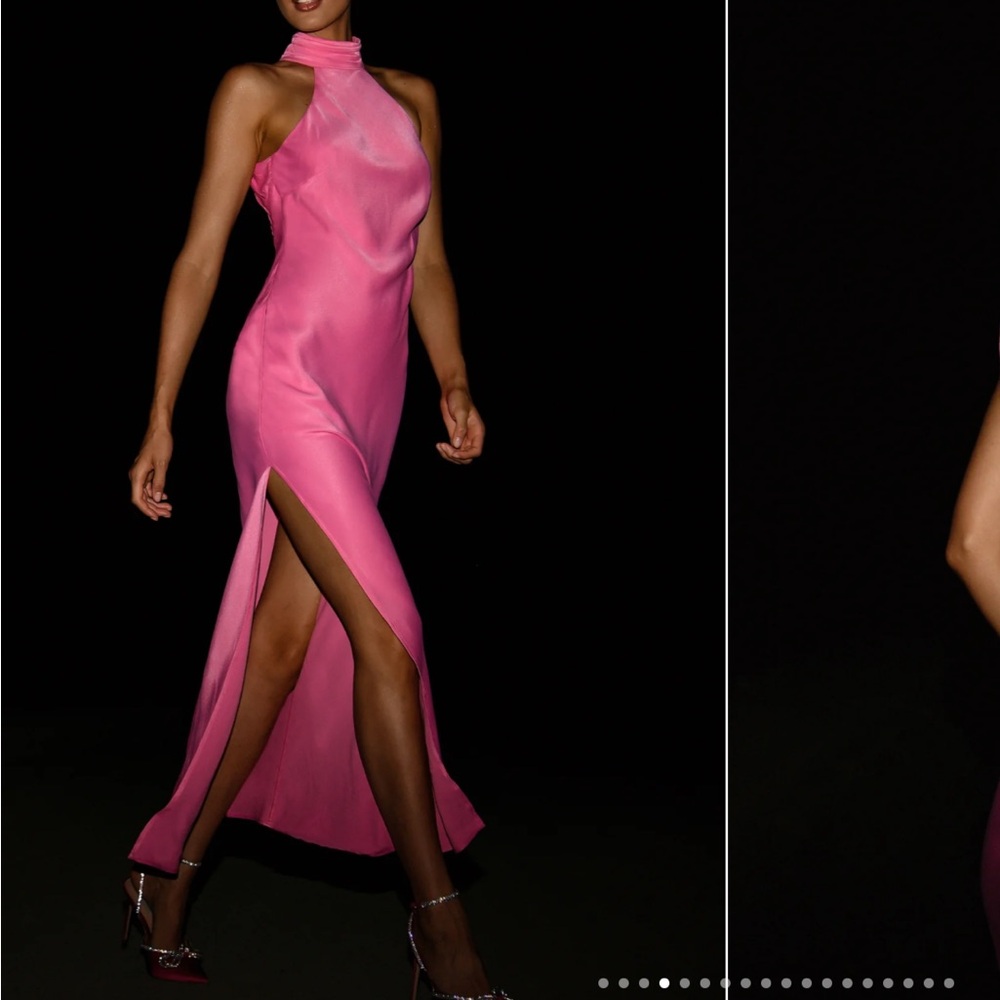 meshki claire pink satin dress XS